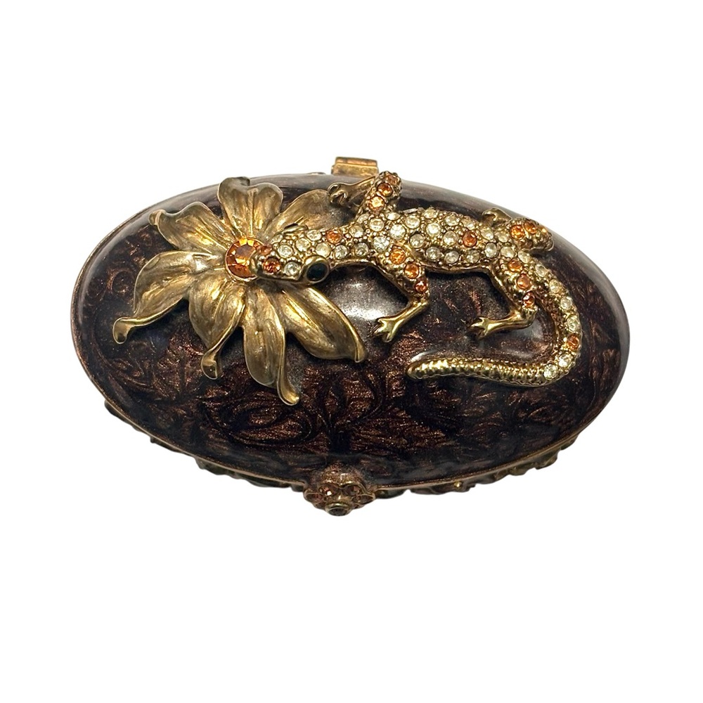 Vintage Jeweled Jewelry Box Resembling Faberge Egg - Picture 3 of 10